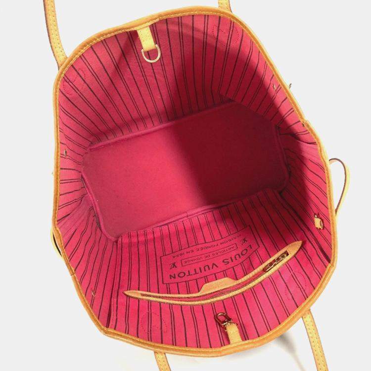 Pre Owned Louis Vuitton Monogram Bay Neverfull Mm Tote Bag chain Canvas Pink