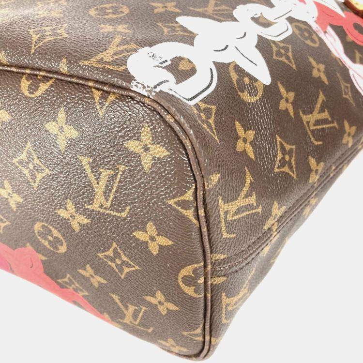 Pre Owned Louis Vuitton Monogram Bay Neverfull Mm Tote Bag chain Canvas Pink