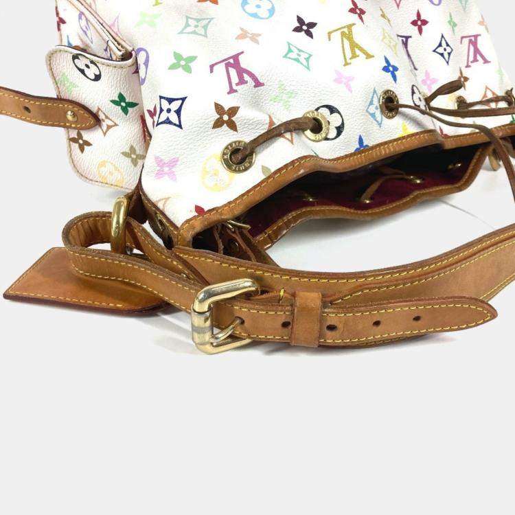 Pre Owned Louis Vuitton Multicolor,/White Canvas Monogram Petit Noe Drawstring Shoulder Bag 