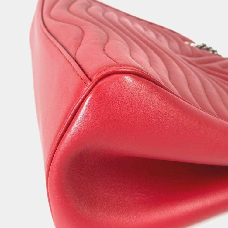 Pre Owned Louis Vuitton New Wave Chain Tote Shoulder Bag W Leather Red