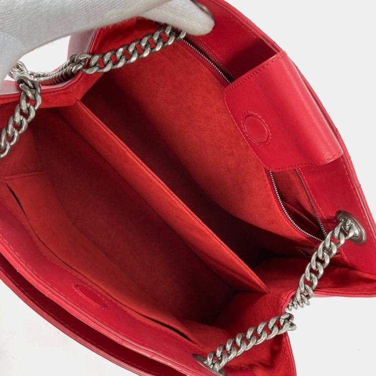 Pre Owned Louis Vuitton New Wave Chain Tote Shoulder Bag W Leather Red