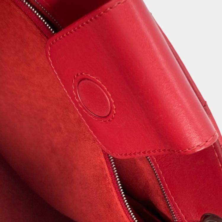 Pre Owned Louis Vuitton New Wave Chain Tote Shoulder Bag W Leather Red