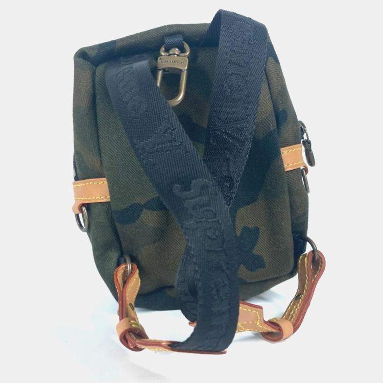 Pre Owned Louis Vuitton Apollo Backpack Nano Bag Charm Rucksack Camouflage Keychain Canvas Green