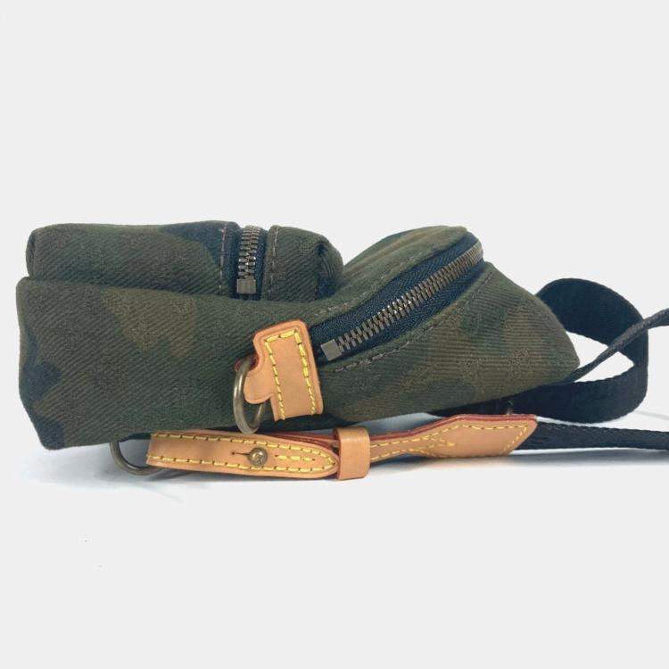 Pre Owned Louis Vuitton Apollo Backpack Nano Bag Charm Rucksack Camouflage Keychain Canvas Green