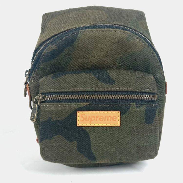 Pre Owned Louis Vuitton Apollo Backpack Nano Bag Charm Rucksack Camouflage Keychain Canvas Green