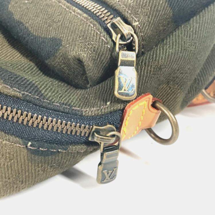Pre Owned Louis Vuitton Apollo Backpack Nano Bag Charm Rucksack Camouflage Keychain Canvas Green