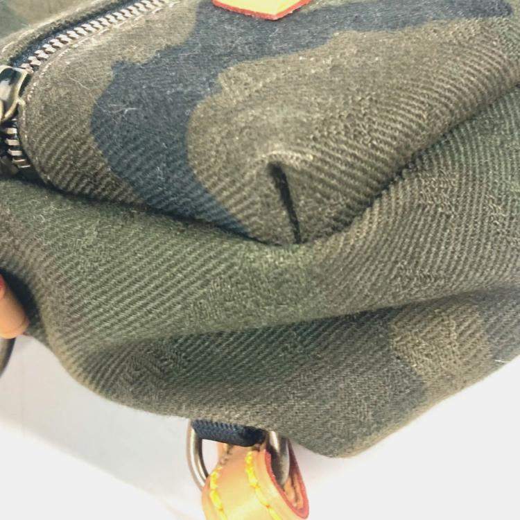 Pre Owned Louis Vuitton Apollo Backpack Nano Bag Charm Rucksack Camouflage Keychain Canvas Green