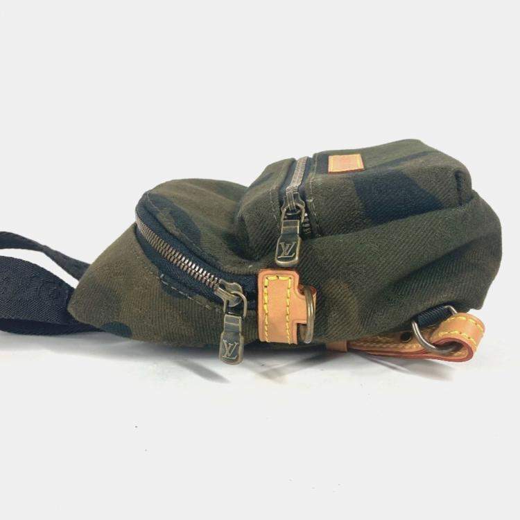 Pre Owned Louis Vuitton Apollo Backpack Nano Bag Charm Rucksack Camouflage Keychain Canvas Green