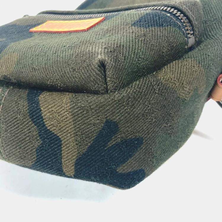 Pre Owned Louis Vuitton Apollo Backpack Nano Bag Charm Rucksack Camouflage Keychain Canvas Green