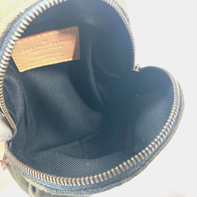 Pre Owned Louis Vuitton Apollo Backpack Nano Bag Charm Rucksack Camouflage Keychain Canvas Green