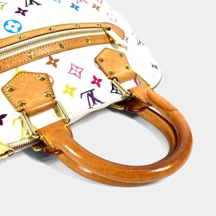 Pre Owned Louis Vuitton Monogram Multicolore Alma Tote Bag With Studs Canvas Blanc White