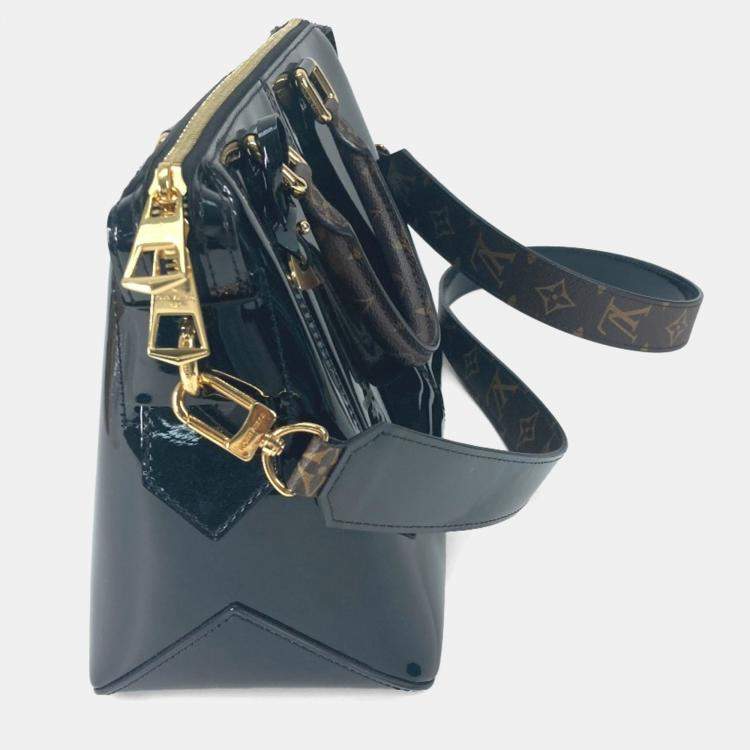 Pre Owned Louis Vuitton Vernis Tote Miroir Handbag Patent Leather/Monogram Canvas Noir Black