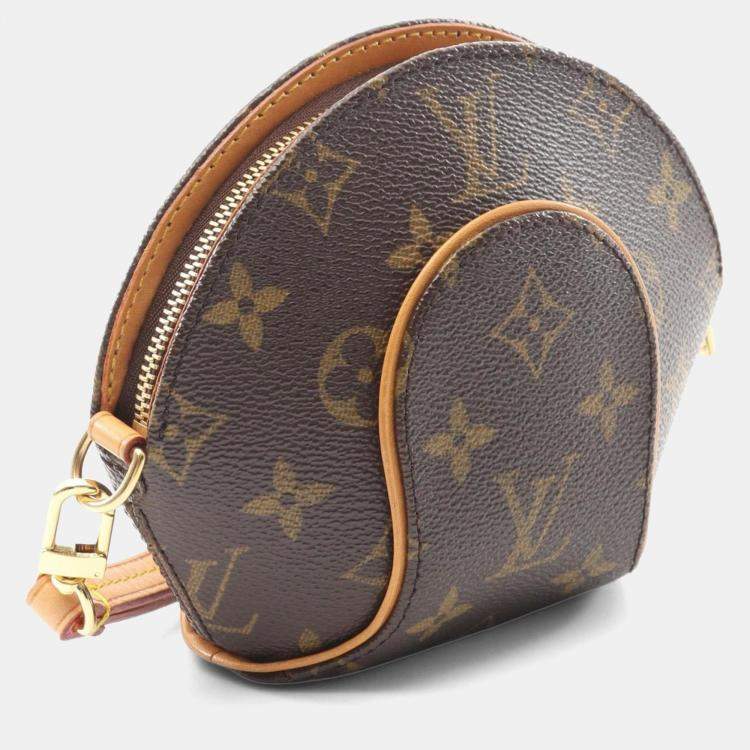 Pre Owned Louis Vuitton Mini Ellipse Pouch Bag Leather Monogram Brown