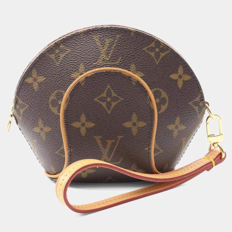 Pre Owned Louis Vuitton Mini Ellipse Pouch Bag Leather Monogram Brown
