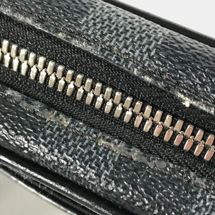 Pre Owned Louis Vuitton Damier Graphite Map Danube Pm Nm Pochette Shoulder Bag Canvas Black