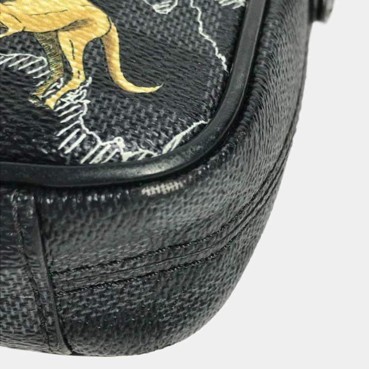 Pre Owned Louis Vuitton Damier Graphite Map Danube Pm Nm Pochette Shoulder Bag Canvas Black