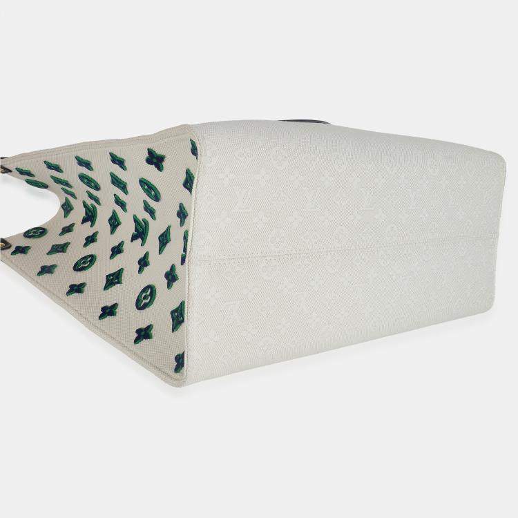 مملوكة مسبقًا Louis Vuitton Blue Beige Jacquard Embroidered Tufted Monogram Hamptons Onthego G