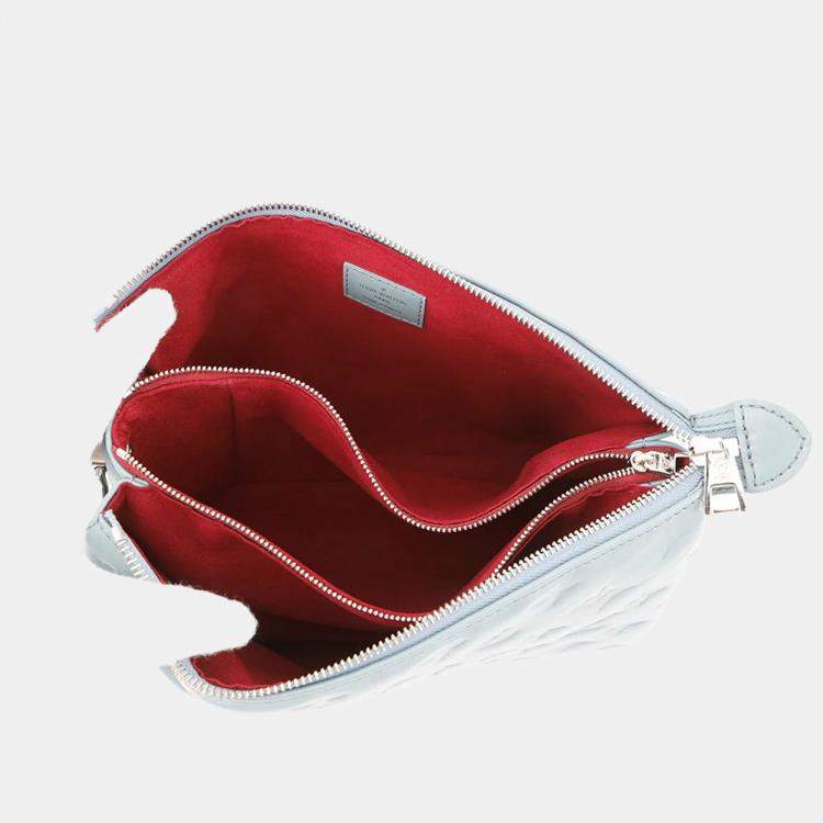 Pre Owned Louis Vuitton Coussin Blue Gacier/Red Monogram Embossed Lamb Leather Size PM