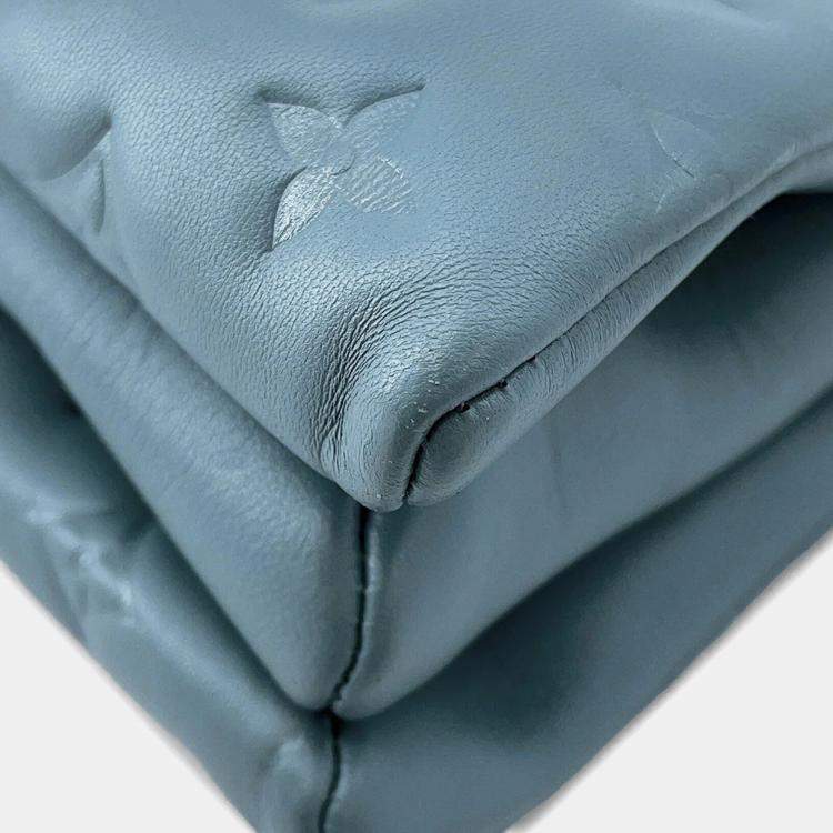 Pre Owned Louis Vuitton Coussin Blue Gacier/Red Monogram Embossed Lamb Leather Size PM