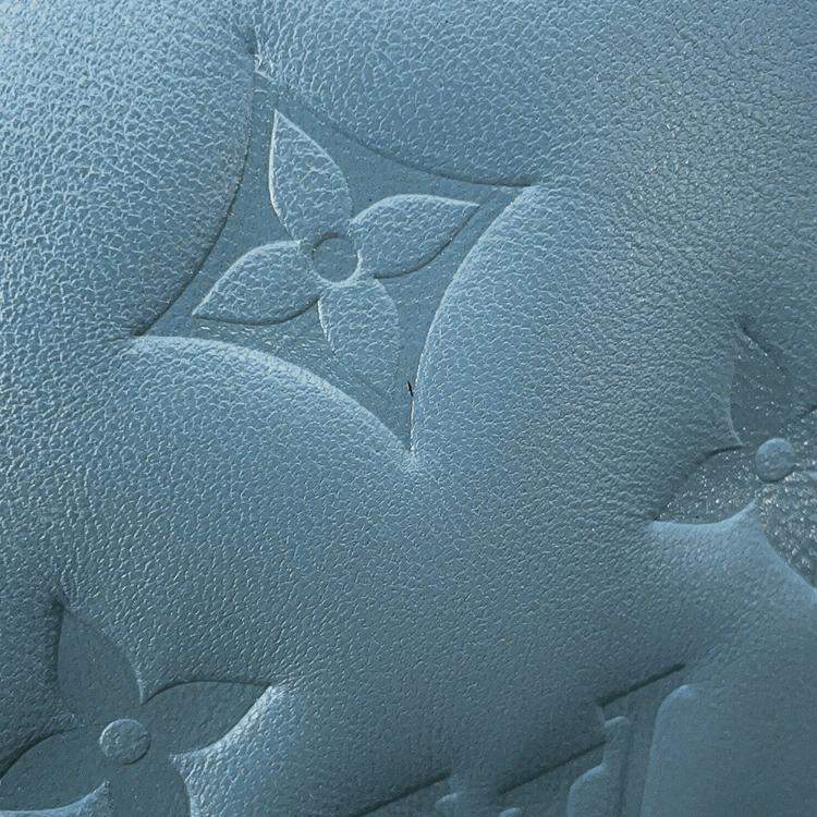 Pre Owned Louis Vuitton Coussin Blue Gacier/Red Monogram Embossed Lamb Leather Size PM