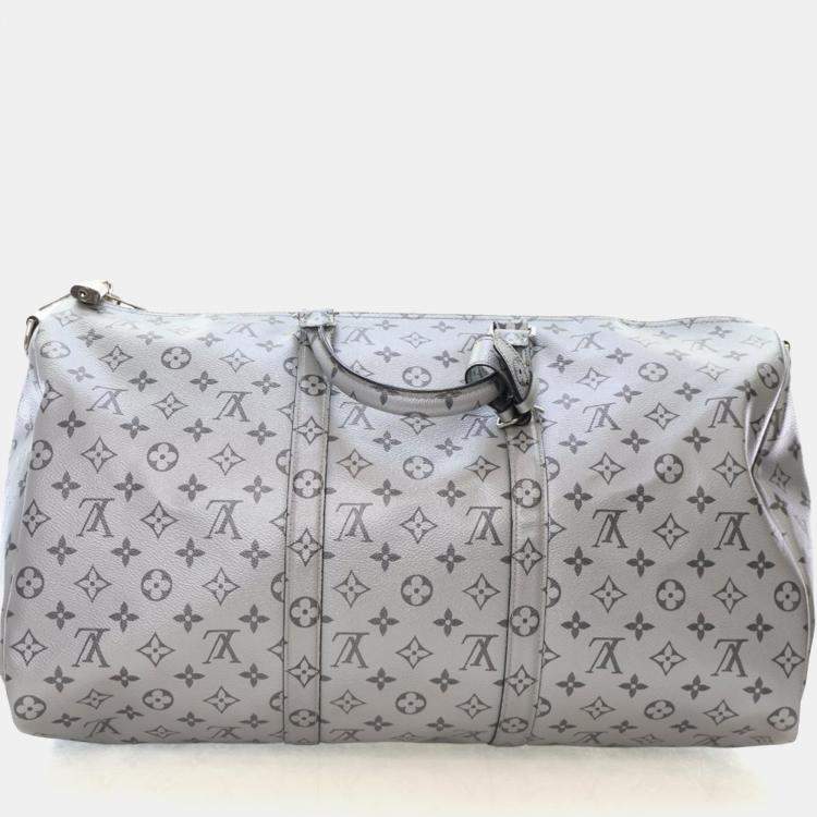 Pre Owned Louis Vuitton Monogram Shadow Metallic Keepall Bandouliere 50