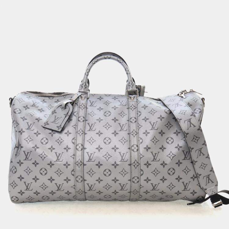 Pre Owned Louis Vuitton Monogram Shadow Metallic Keepall Bandouliere 50