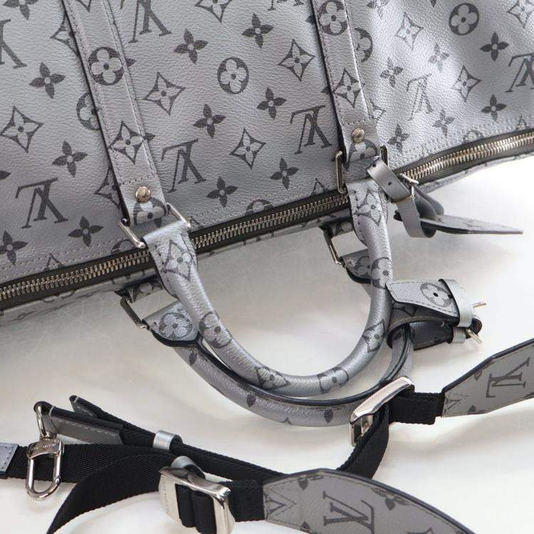 Pre Owned Louis Vuitton Monogram Shadow Metallic Keepall Bandouliere 50