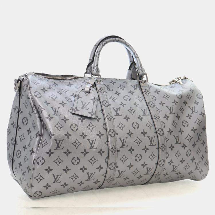 Pre Owned Louis Vuitton Monogram Shadow Metallic Keepall Bandouliere 50