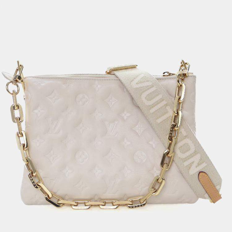 مملوكة مسبقًا Louis Vuitton White Embossed Lambskin Coussin PM