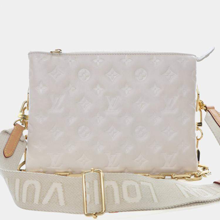 مملوكة مسبقًا Louis Vuitton White Embossed Lambskin Coussin PM