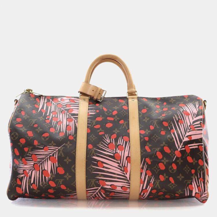 Pre Owned Louis Vuitton Monogram Keepall Limited Edition Jungle Dots