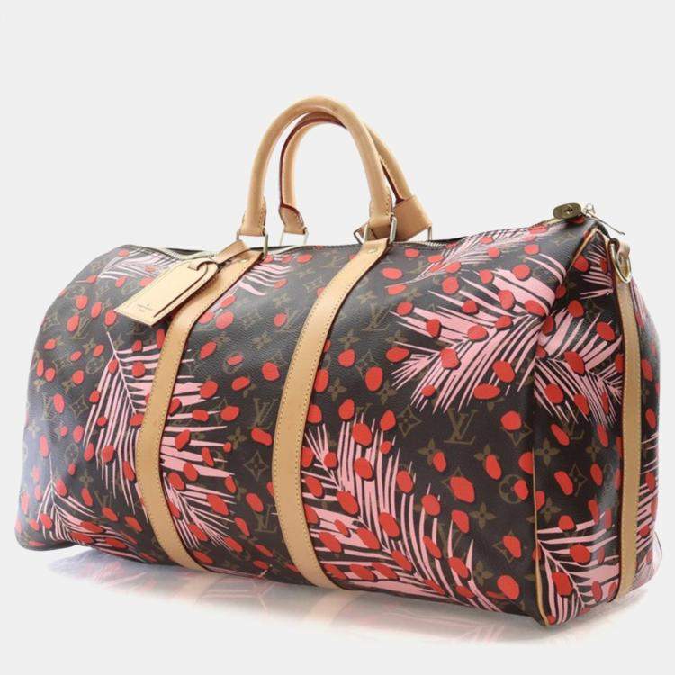 Pre Owned Louis Vuitton Monogram Keepall Limited Edition Jungle Dots