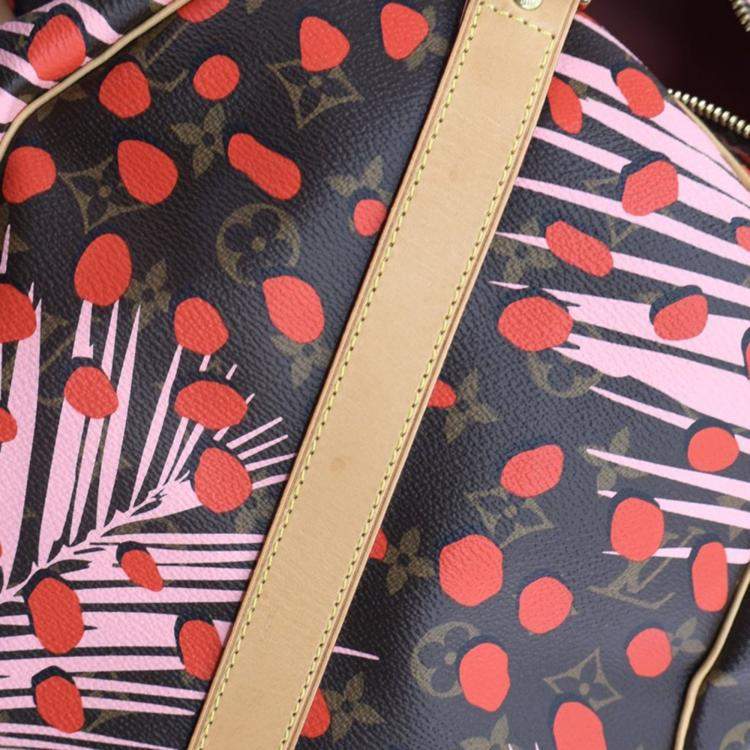 Pre Owned Louis Vuitton Monogram Keepall Limited Edition Jungle Dots