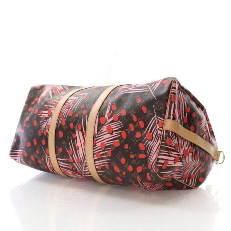 Pre Owned Louis Vuitton Monogram Keepall Limited Edition Jungle Dots