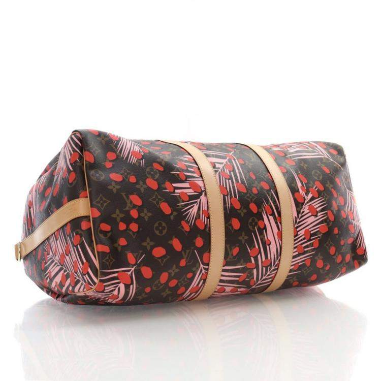 Pre Owned Louis Vuitton Monogram Keepall Limited Edition Jungle Dots