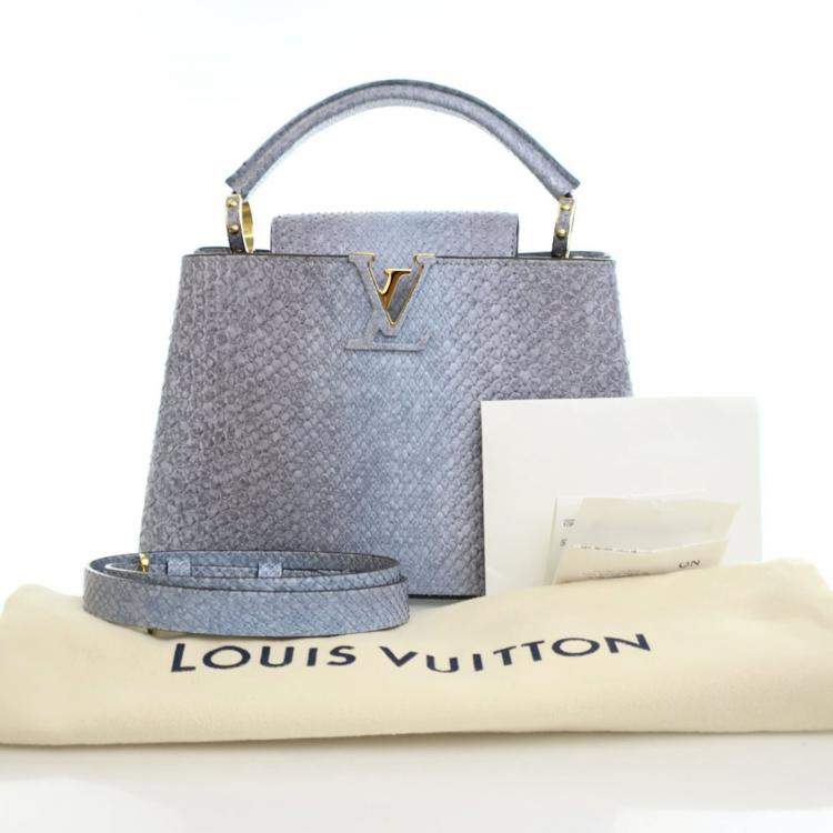 Pre Owned Louis Vuitton Blue Python Capucines BB