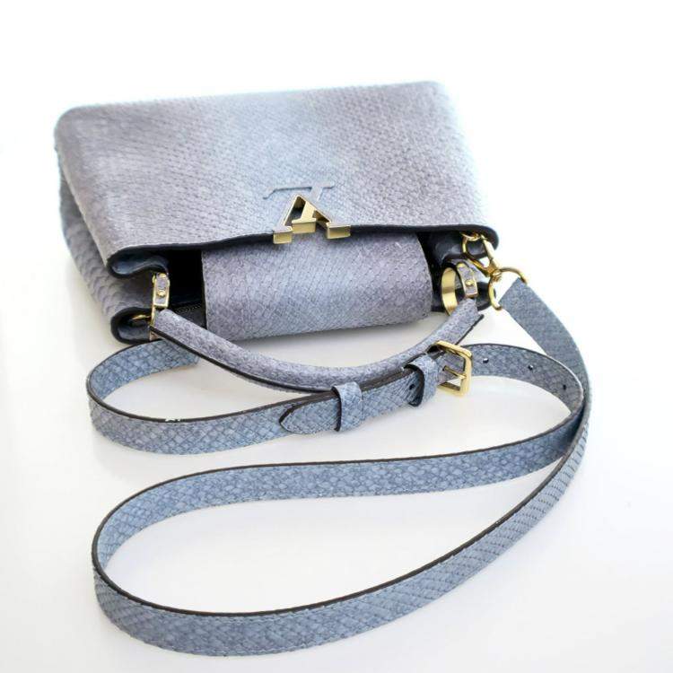 Pre Owned Louis Vuitton Blue Python Capucines BB