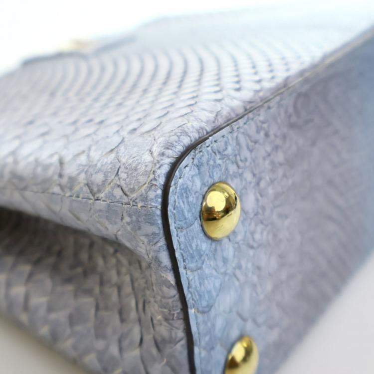 Pre Owned Louis Vuitton Blue Python Capucines BB