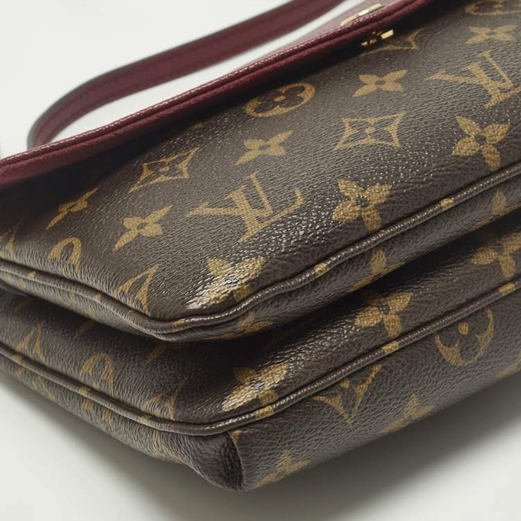 Pre Owned Louis Vuitton Twinset Aurore Monogram Canvas and Leather Bag