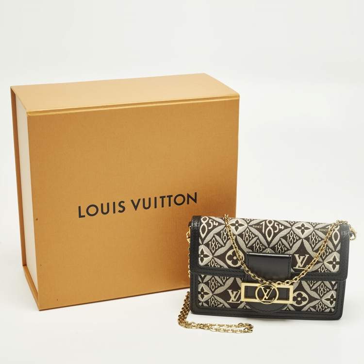 Pre Owned Louis Vuitton Since 1854 Dauphine Black/White Canvas Wallet On Chain