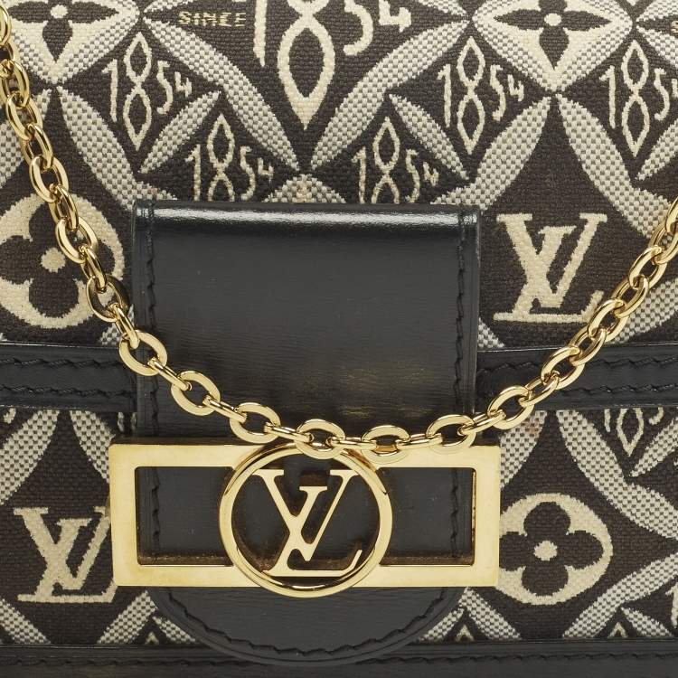 Pre Owned Louis Vuitton Since 1854 Dauphine Black/White Canvas Wallet On Chain