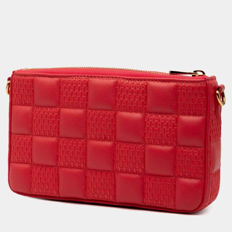 Pre Owned Louis Vuitton Pink Damier Quilt Lambskin Troca Pochette