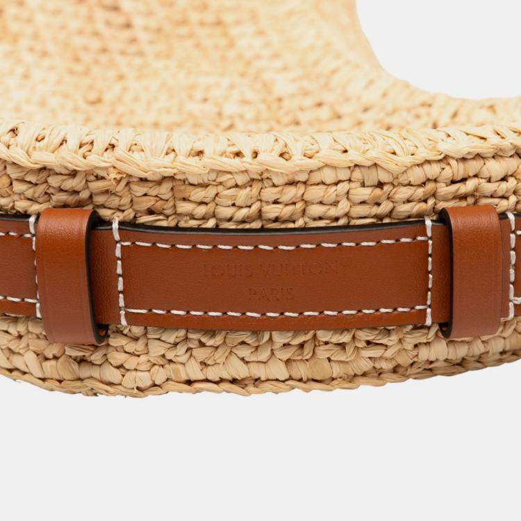 Pre Owned Louis Vuitton Beige Brown Raffia By the Pool Croissant MM