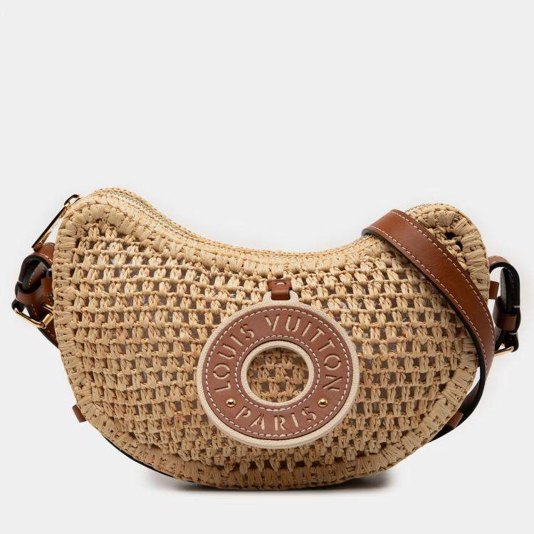 Pre Owned Louis Vuitton Beige Brown Raffia By the Pool Croissant MM