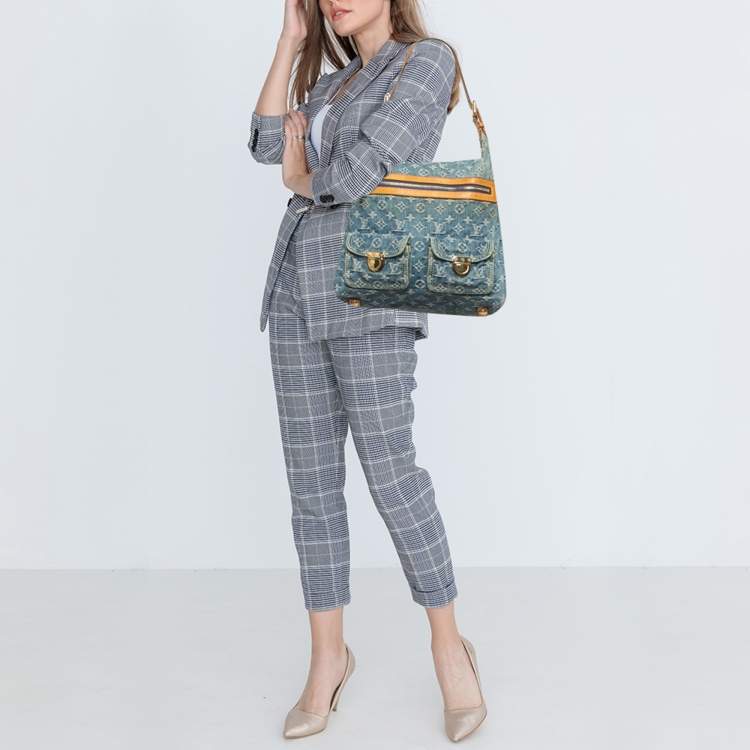 Pre Owned Louis Vuitton Baggy GM Blue Monogram Denim Bag
