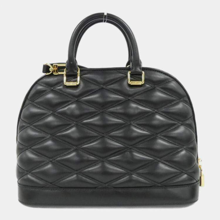 Pre Owned Louis Vuitton Alma Black Lambskin Leather PM Handbag