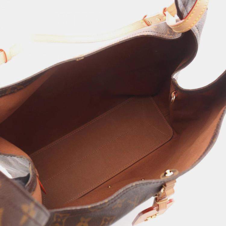 Pre Owned Louis Vuitton Atlantis Gm Handbag Coated Canvas Leather Monogram Brown