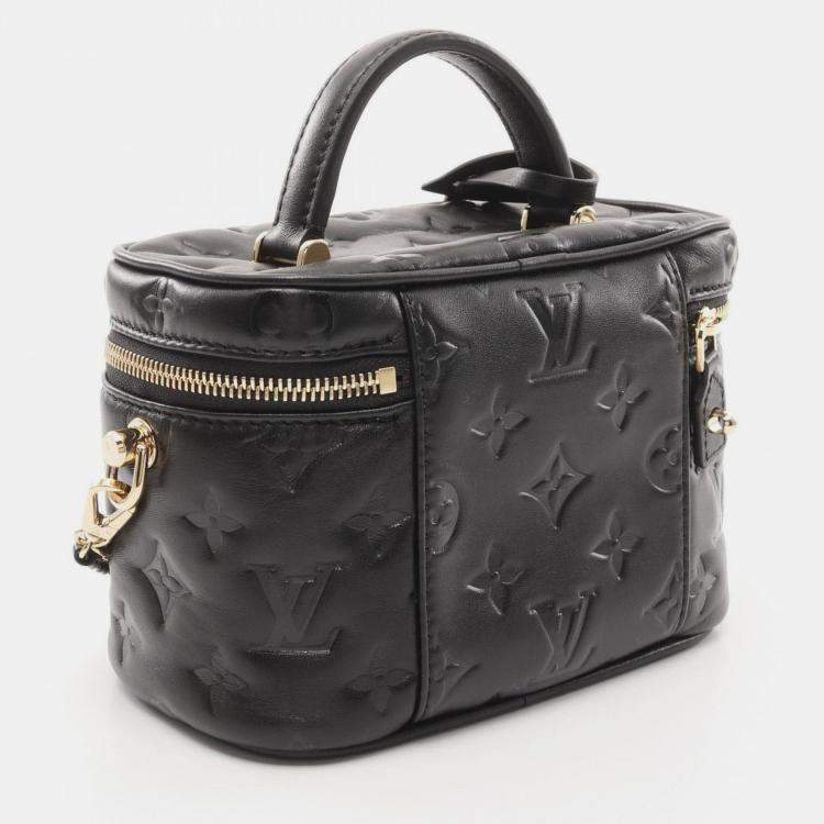 Pre Owned Louis Vuitton Vanity Coussin Pm Handbag Lambskin Lamb Leather Black