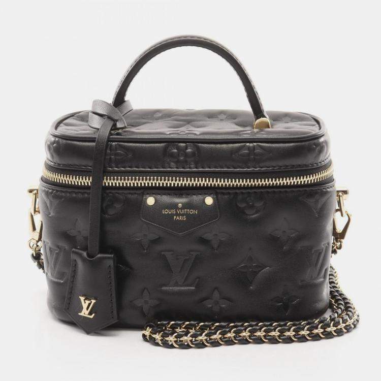 Pre Owned Louis Vuitton Vanity Coussin Pm Handbag Lambskin Lamb Leather Black