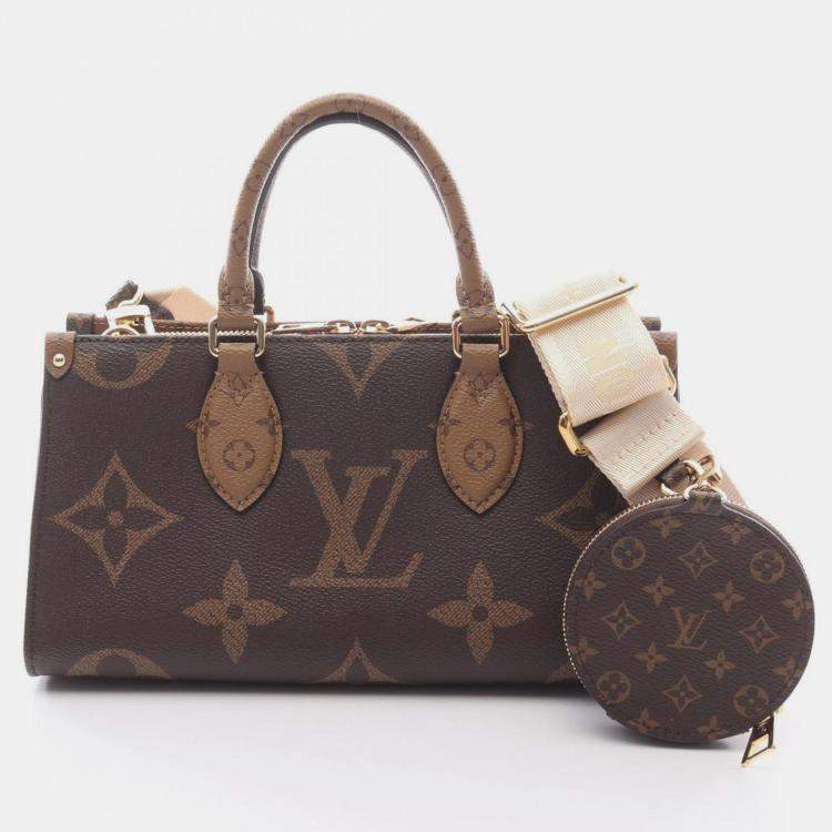 Pre Owned Louis Vuitton On The Go New York Handbag Coated Canvas Monogram Reverse Brown